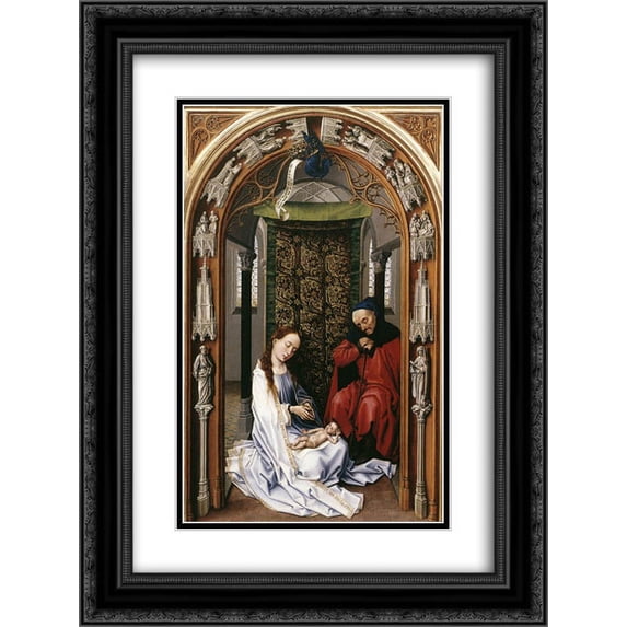 Rogier van der Weyden 2x Matted 18x24 Black Ornate Framed Art Print 'Miraflores Altarpiece: left panel'