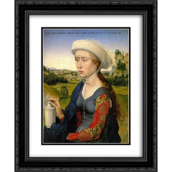 Rogier van der Weyden 2x Matted 20x24 Black Ornate Framed Art Print 'Braque Family Triptych ' right panel'