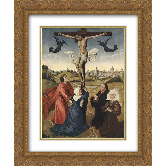 Rogier van der Weyden 2x Matted 20x24 Gold Ornate Framed Art Print 'Crucifixion'