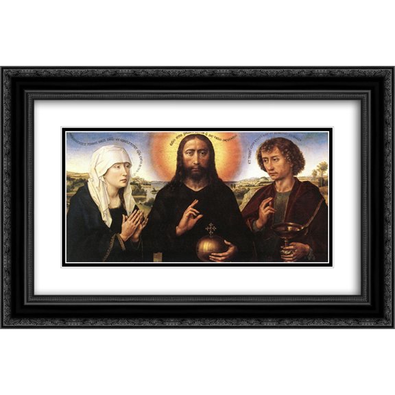 Rogier van der Weyden 2x Matted 24x16 Black Ornate Framed Art Print 'Braque Family Tryptich'