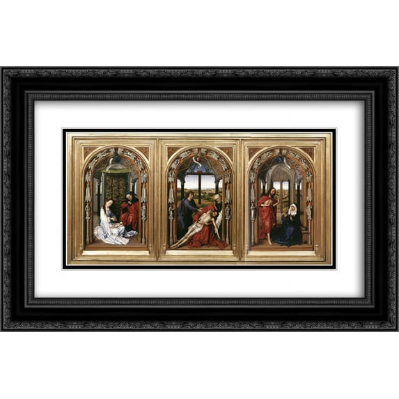 Rogier van der Weyden 2x Matted 24x16 Black Ornate Framed Art Print 'Miraflores Altarpiece'
