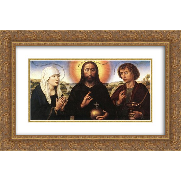 Rogier van der Weyden 2x Matted 24x16 Gold Ornate Framed Art Print 'Braque Family Tryptich'