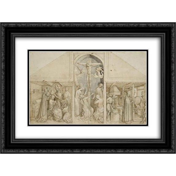 Rogier van der Weyden 2x Matted 24x18 Black Ornate Framed Art Print 'Triptych of St. Eloi'