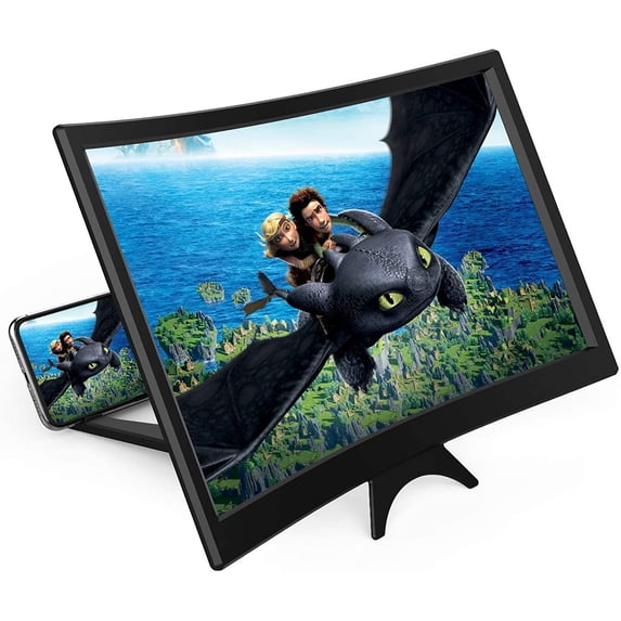 syenll Rogo 3D Phone Screen Enlarger, 12in curved magnifier for cell phone movies and gaming, Black