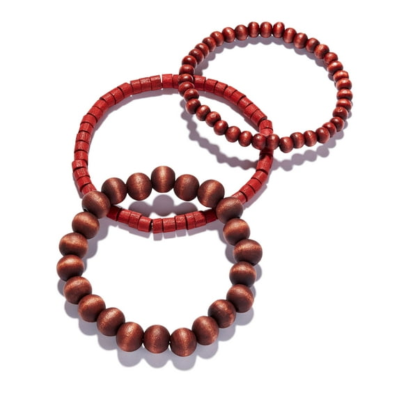 Rogue Accessories 3-Pc. Men's Wooden Beaded Bracelets (One Size Fits All, Brown)