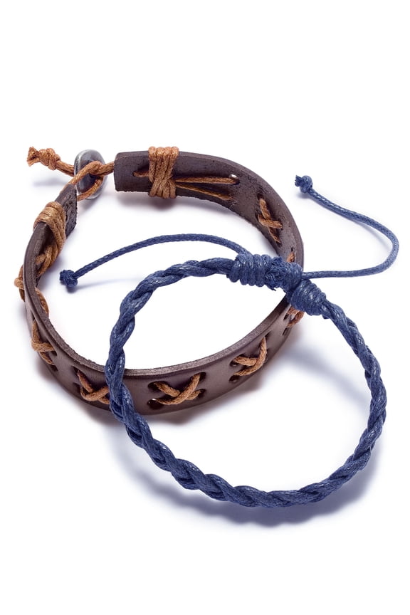 Men's 2-Pc. Lander Bracelet (One Size Fits All, Brown/Navy)