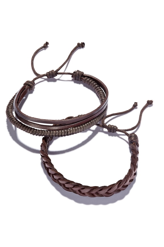 Men's 3-Pc. Braided Bracelet (One Size Fits All, Brown)