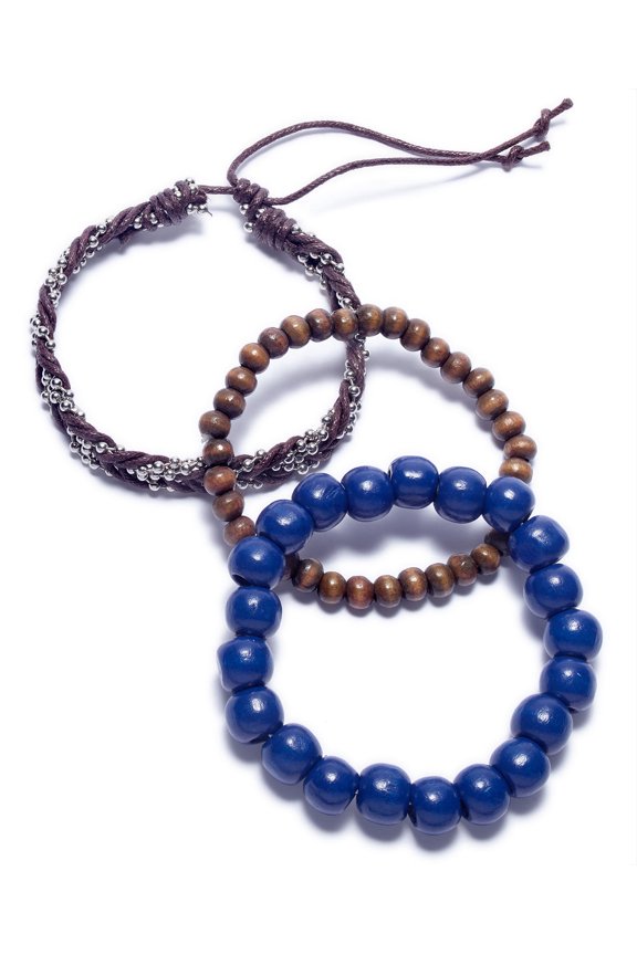 Mens 3 Pc. Wrap Bracelet, Multicoloured, One Size