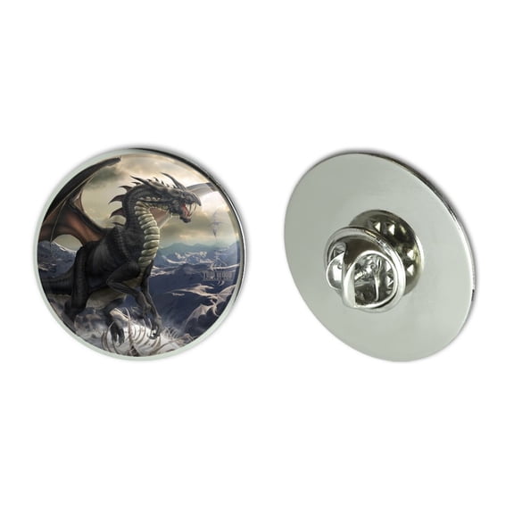 Rogue Dragon Winter Mountain Top Metal 1.1" Tie Tack Hat Lapel Pin Pinback