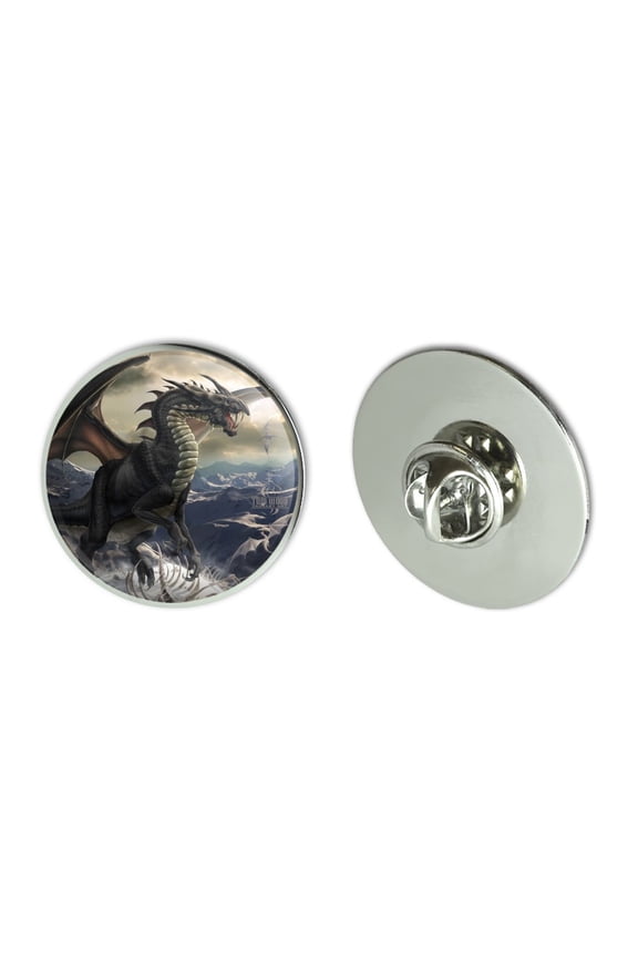 Rogue Dragon Winter Mountain Top Metal 1.1" Tie Tack Hat Lapel Pin Pinback