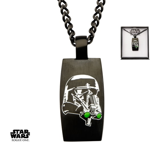 Rogue One Stormtrooper Front and Death Trooper Back Green Enamel Filled Dog Tag Pendant