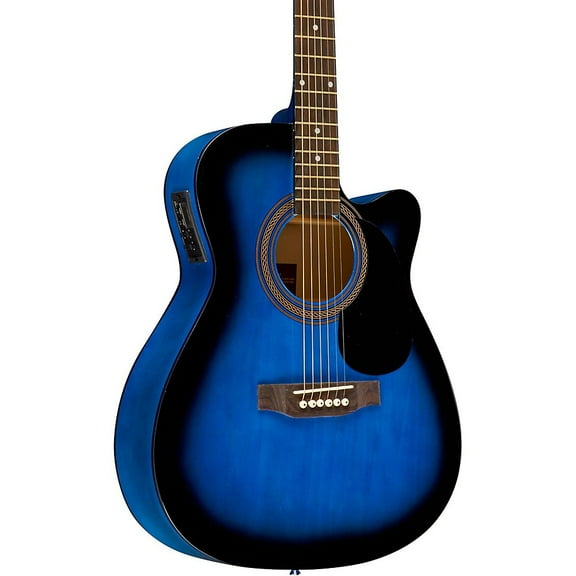Rogue RA-090 Concert Cutaway Acoustic-Electric Guitar Blue Burst