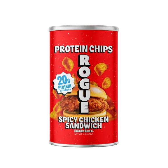 Rogue Snacks, Spicy Chicken Sandwich Chips, 20g Of Protein, Probiotics, 1.8 oz Can