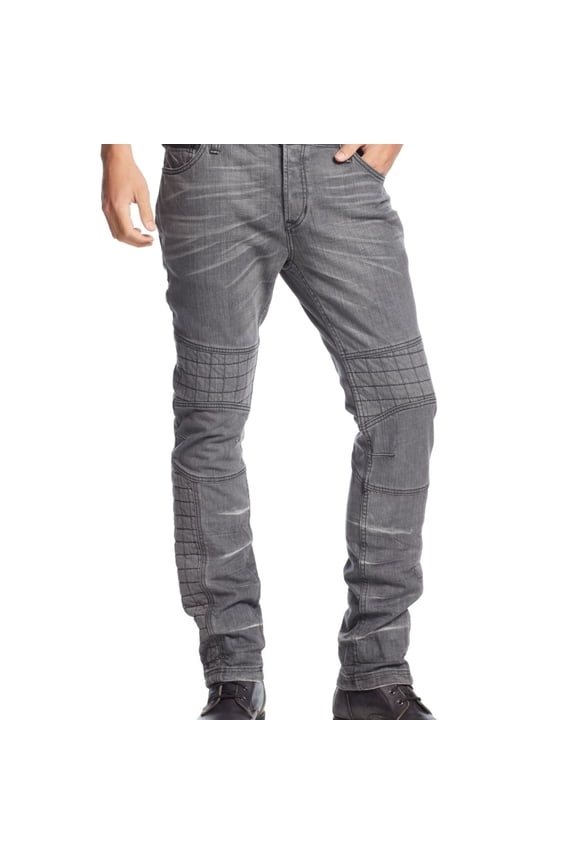 Mens Moto Slim Fit Jeans, Grey, 31W x 32L