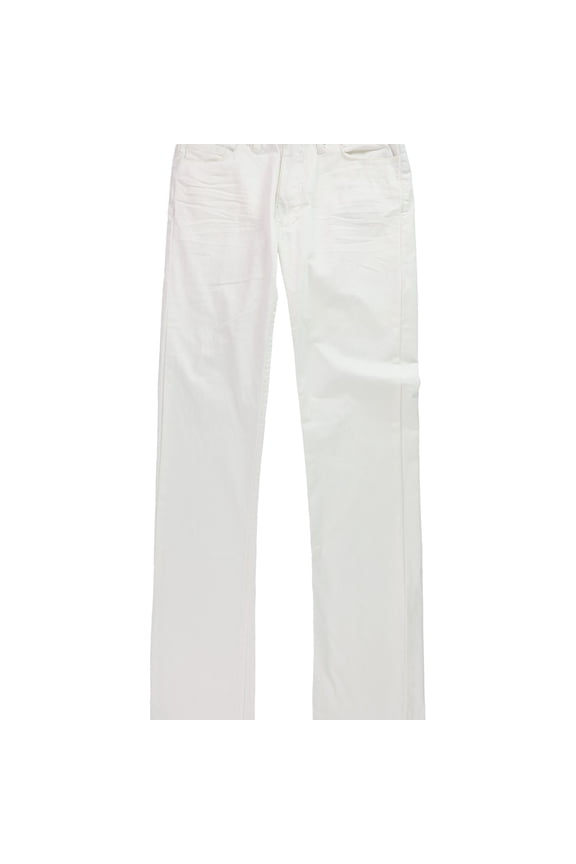 Mens Solid Casual Trouser Pants, White, 29W x 33L