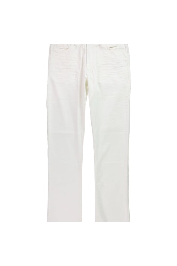 Mens Solid Casual Trouser Pants, White, 34W x 33L