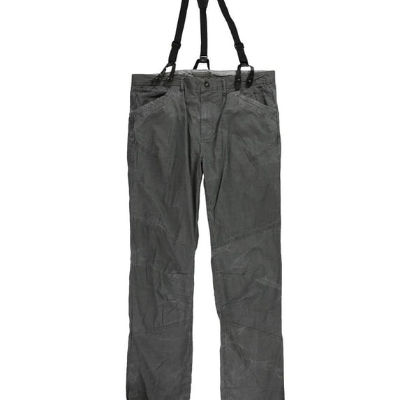 Rogue State Mens With Suspenders Casual Trouser Pants, Grey, 29W x 34L