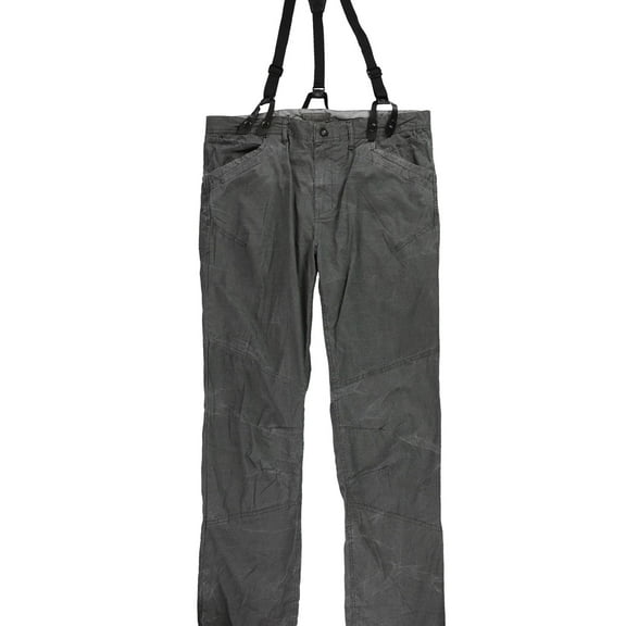 Rogue State Mens With Suspenders Casual Trouser Pants, Grey, 31W x 34L