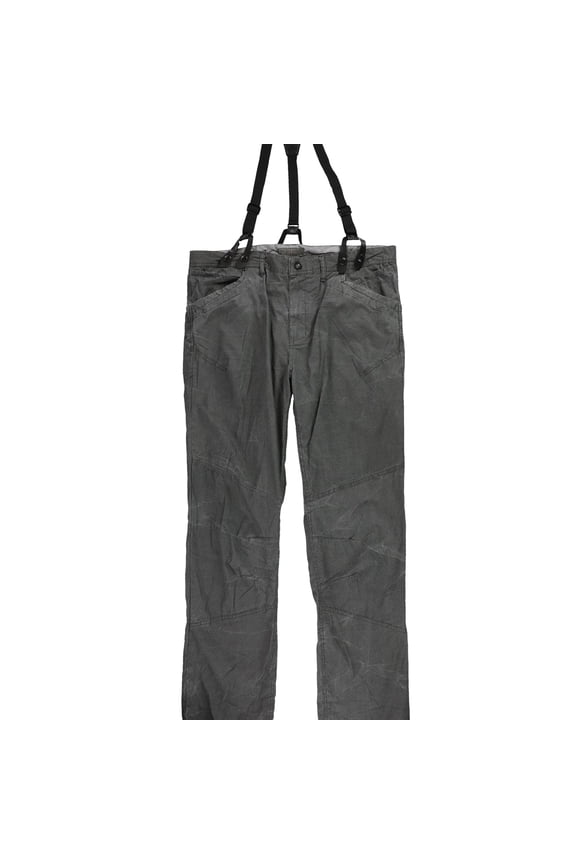 Mens With Suspenders Casual Trouser Pants, Grey, 33W x 34L