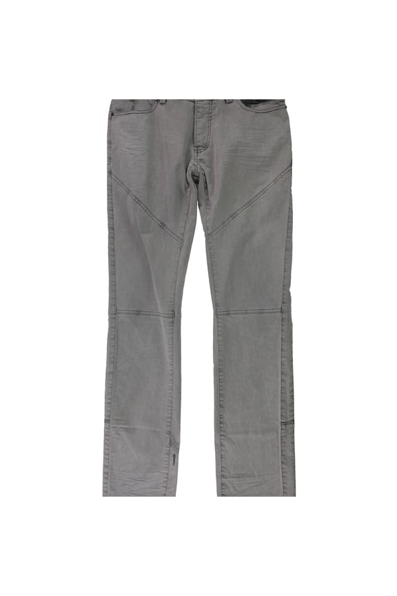 Mens Zipper Pockets Casual Trouser Pants, Grey, 34W x 34L