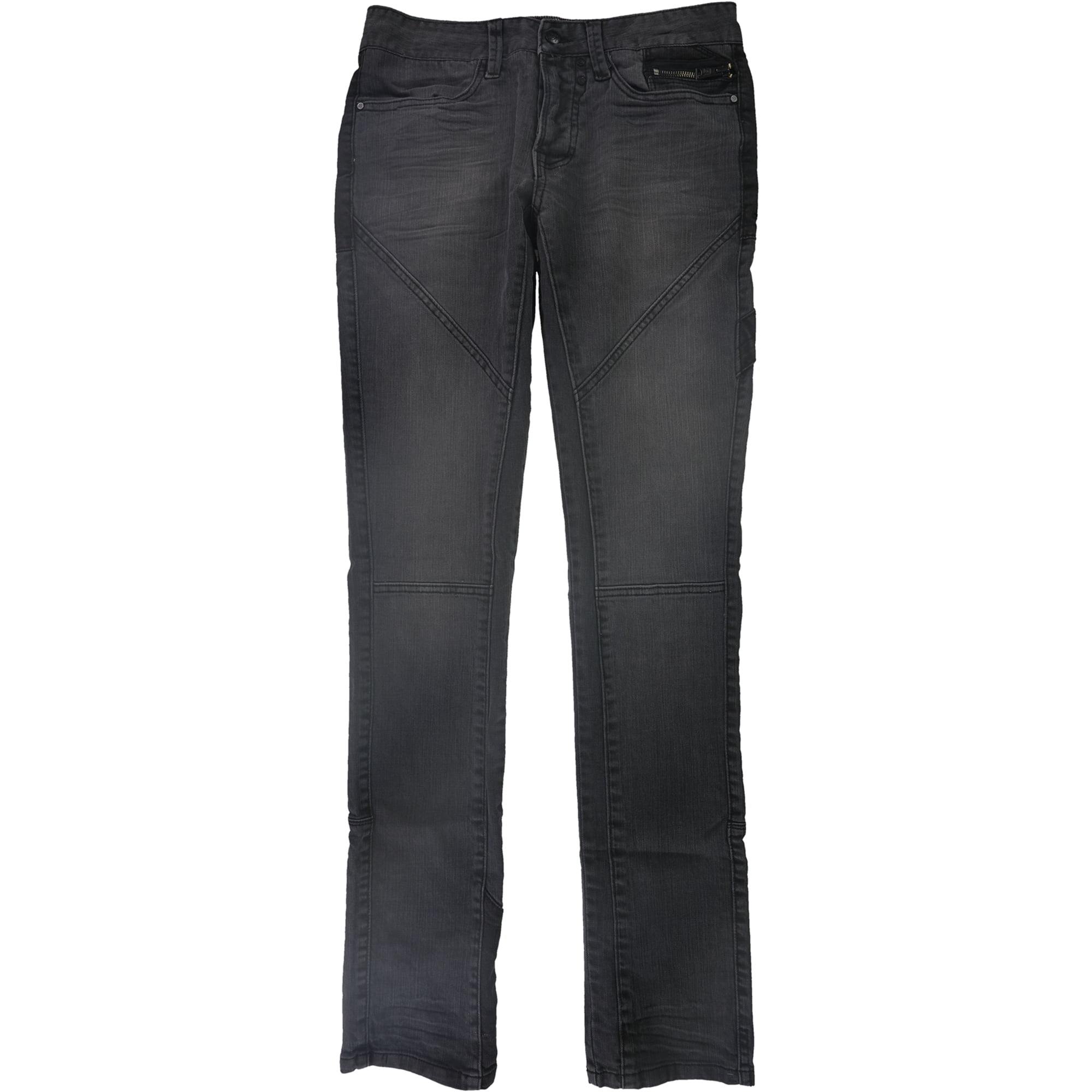 Rogue State Mens Zipper Pockets Slim Fit Jeans, Black, 30W x 32L