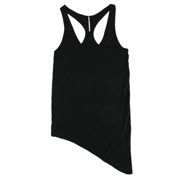 Rogue Status Femme Womens Asymmetrical Racerback Tank Top, Black, Large