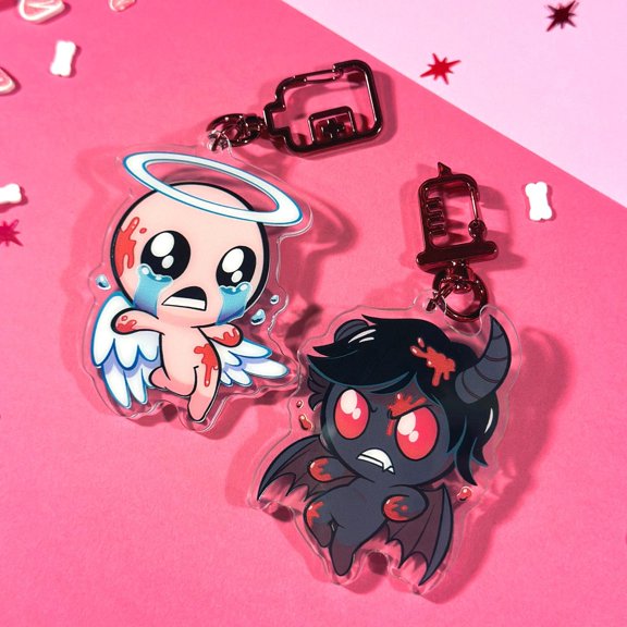 Roguelike Game Roguelike Game Keychains - Isaac and Azazel - Acrylic Keychains Charms.
