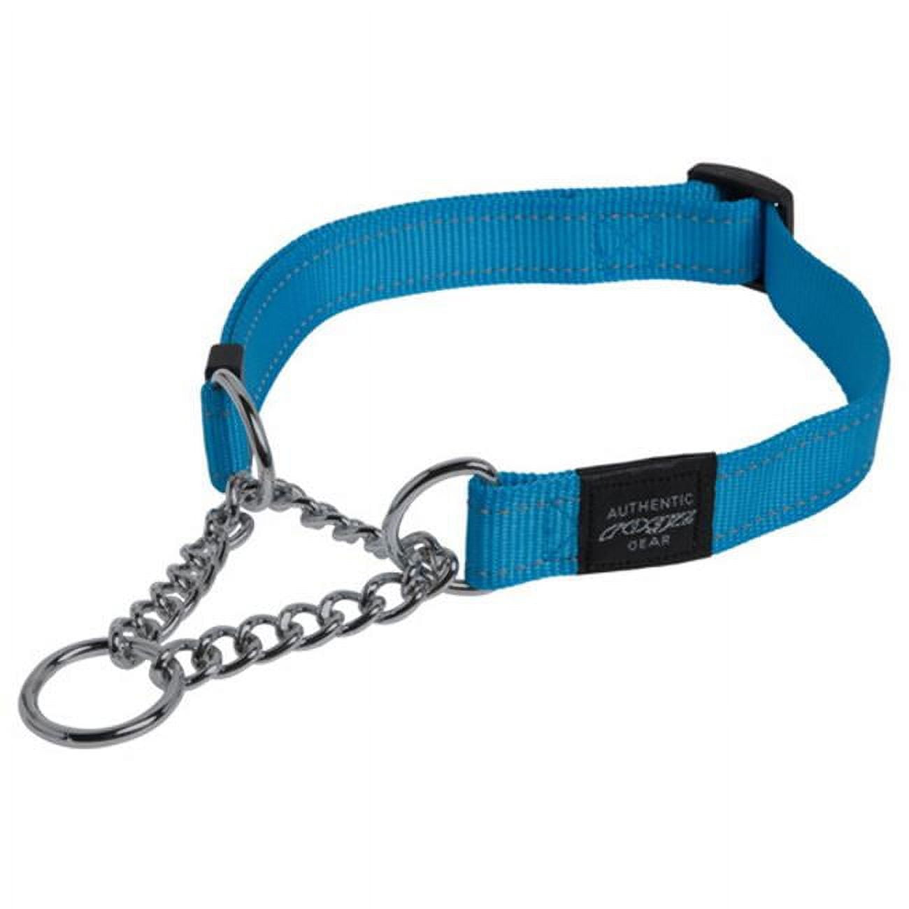 Rogz Utility Large 3/4Inch Reflective Fanbelt Obedience HalfCheck Dog Collar Turquoise