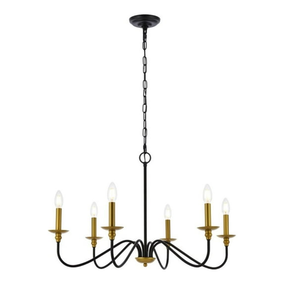 Living District Rohan 30 inch chandelier in matte black and brass