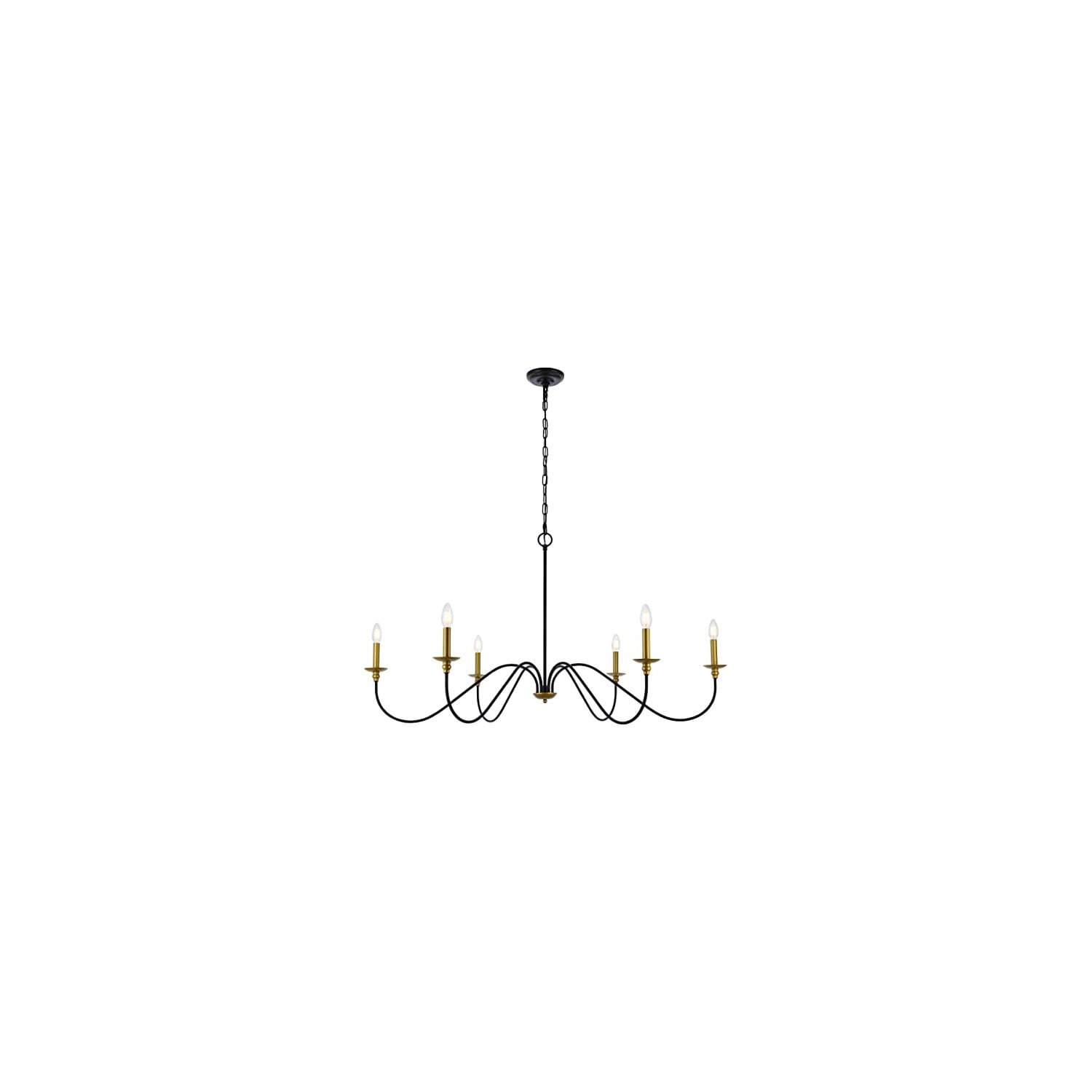 Elegant Rohan 48" Brass and Black Iron Chandelier