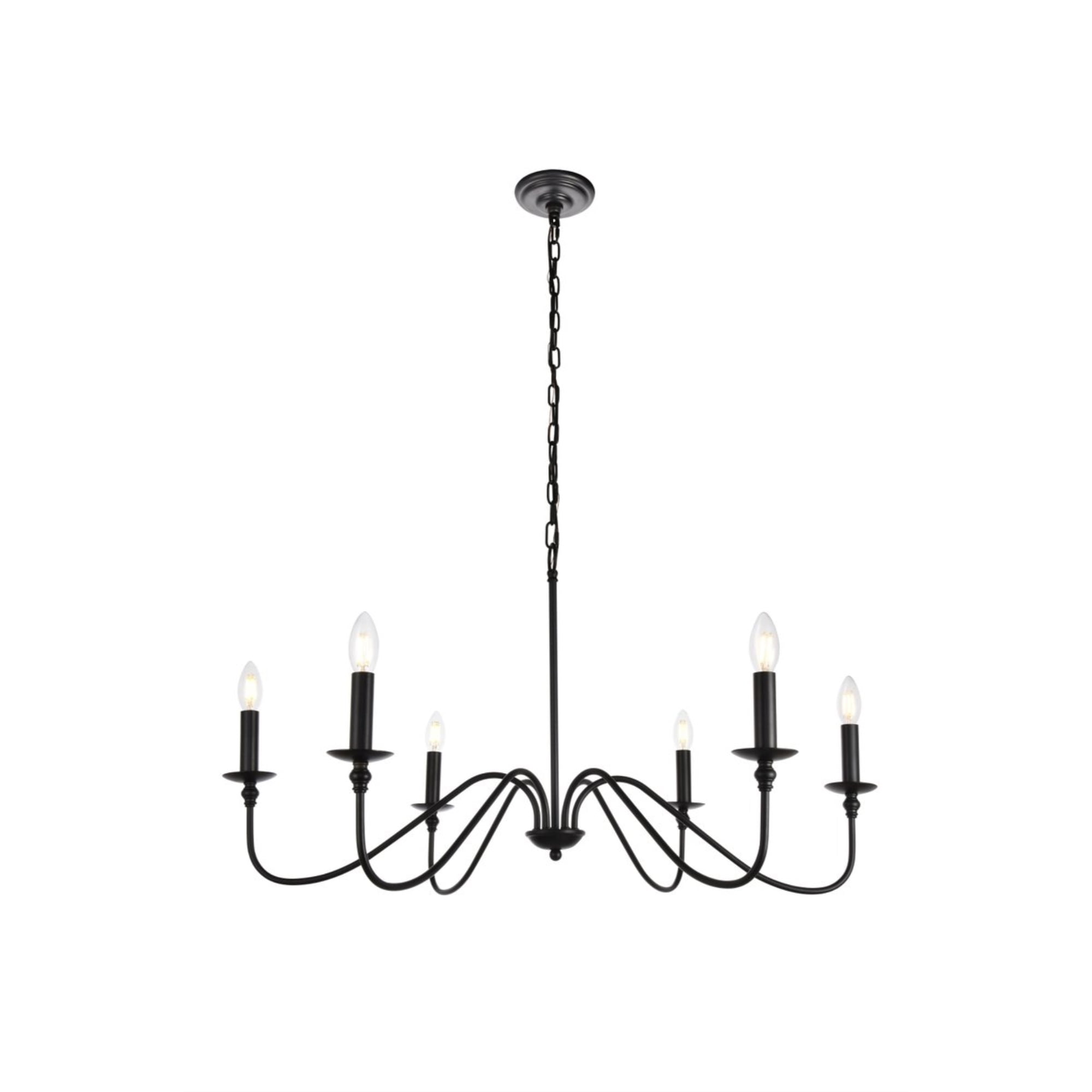 Rohan 6-Light 36" Matte Black Graceful Chandelier