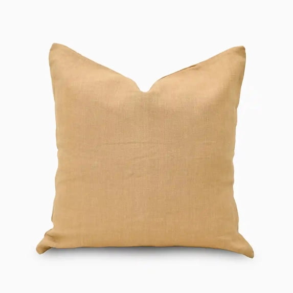 Rohiyaan Tavi Beige Solid Linen Throw Pillow Cover, Handwoven Farmhouse ...