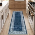 thumbnail image 1 of 2x6 Blue Kitchen Rugs Non Slip Washable,Soft Carpet Runners for Hallway 6ft Bathroom Runner Rug,Vintage Bordered Indoor Rug Runner for Laundry Room Bedroom Entry(2'x6',Blue), 1 of 8