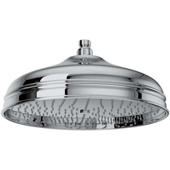 Rohl 12" Diameter Bordano Shower Rose Showerhead With Easy Clean Anti-Cal Spray Pattern Swivel And Flow Restrictor In Polished Chrome