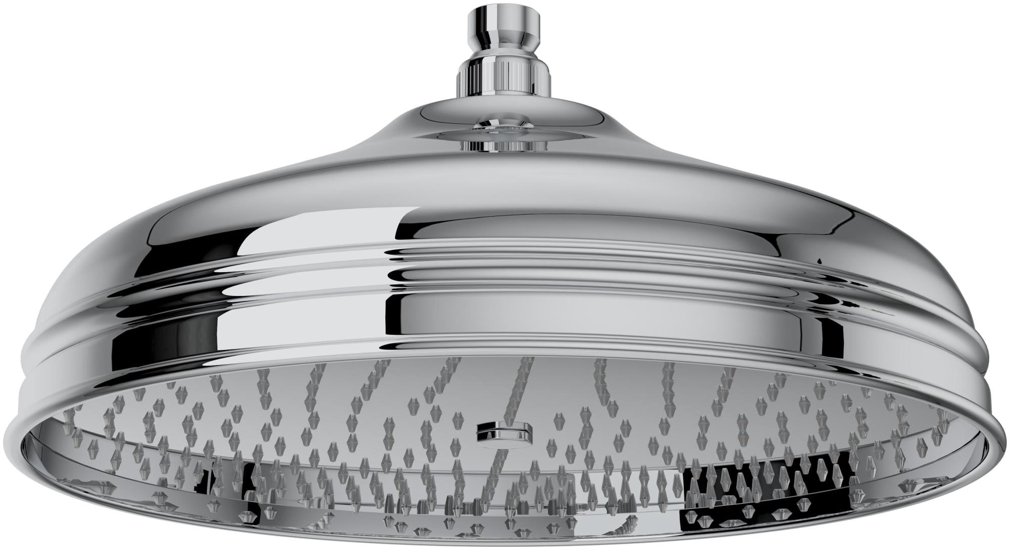 Rohl 12" Diameter Bordano Shower Rose Showerhead With Easy Clean Anti-Cal Spray Pattern Swivel And Flow Restrictor In Polished Chrome