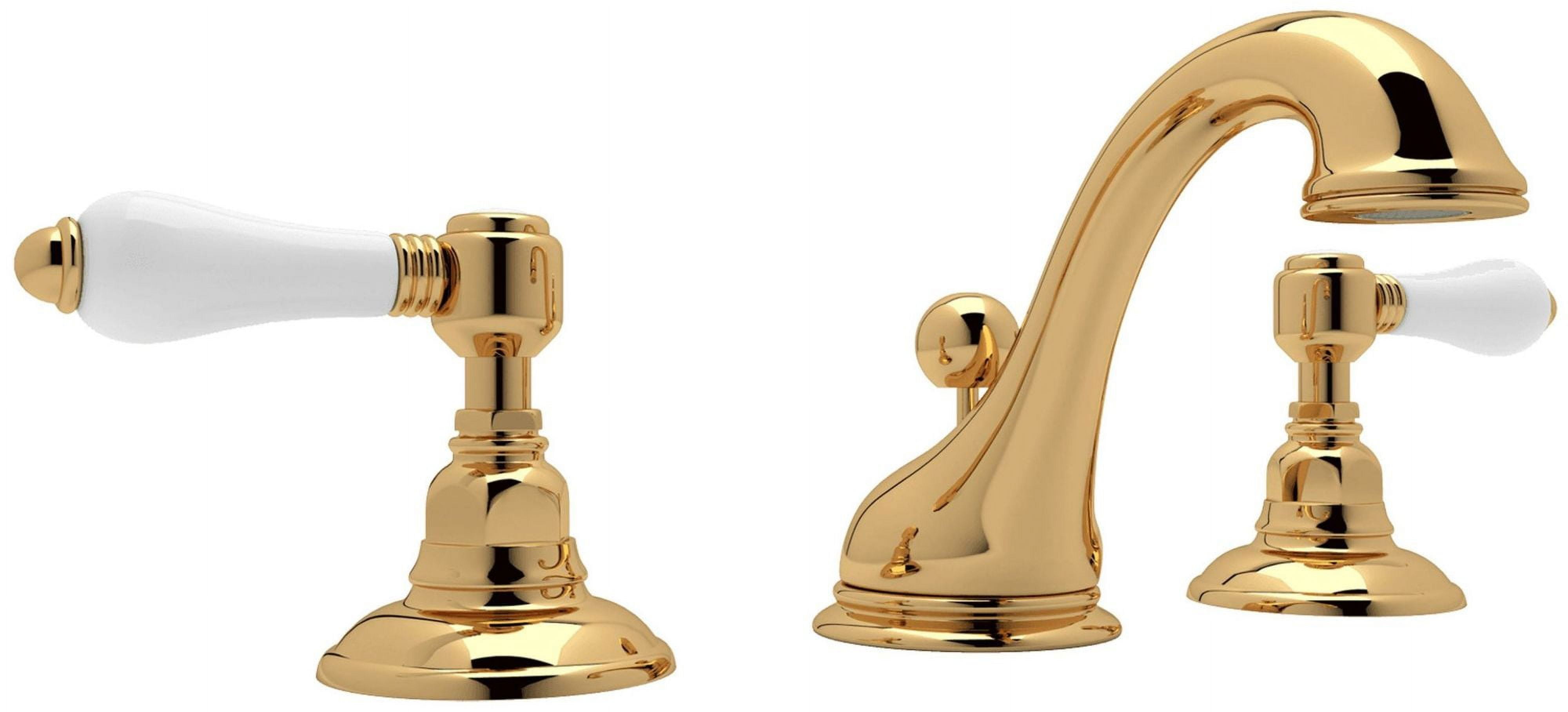 Polished Nickel Brass Widespread Bathroom Faucet with Porcelain Handles