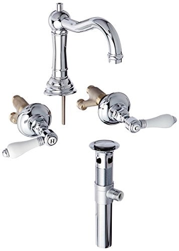 Elegante Classic Polished Nickel Widespread Faucet with Porcelain Handles