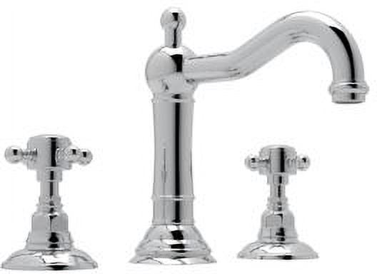 Classic Elegance Polished Nickel Widespread Faucet with Porcelain Handles