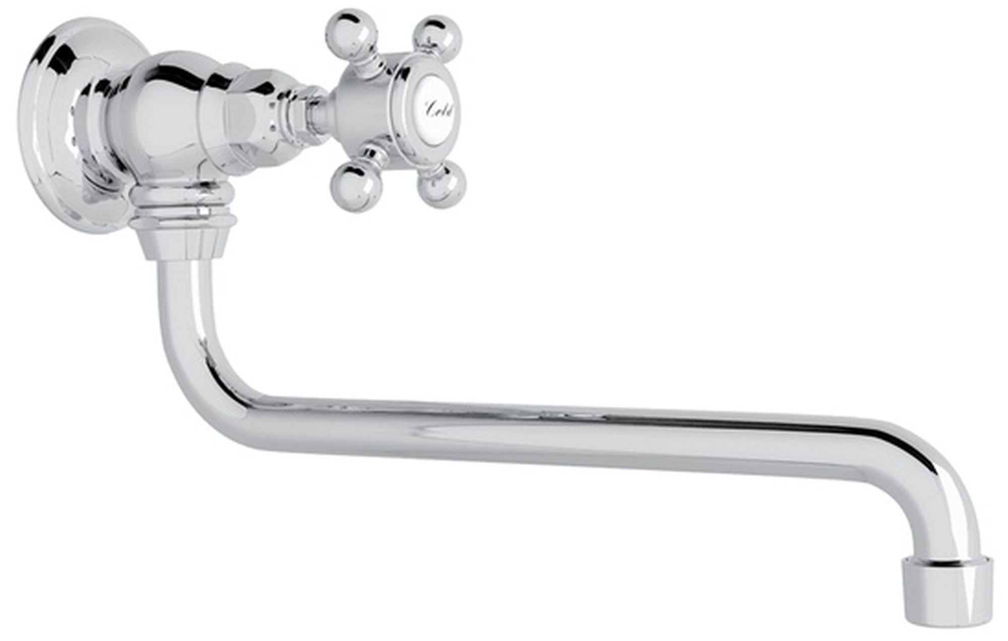 Polished Chrome Wall Mounted Cross Handle Pot Filler