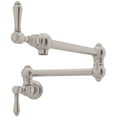 thumbnail image 1 of Wall Mounted Swing Arm Fold Away Pot Filler with Dual Shut Metal Lever Handles - Finish: Satin Nickel, 1 of 4