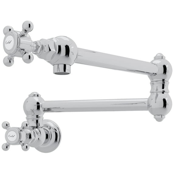 Rohl A1451XMAPC-2 Italian Kitchen Double-Cross Handle Kitchen Pot Filler, Polished Chrome