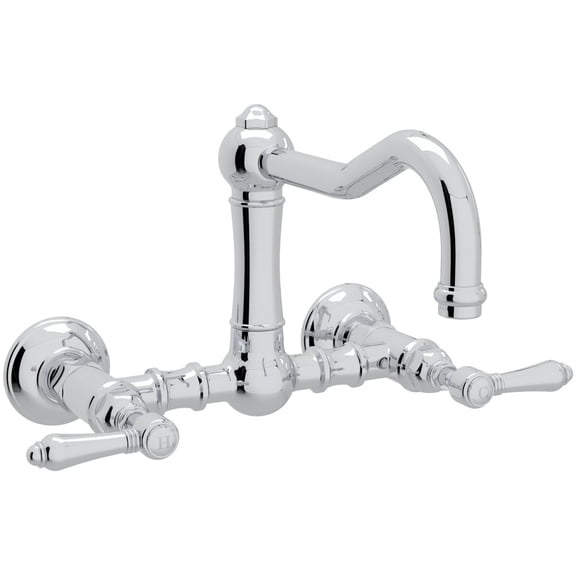 Open Box Rohl A1456lm-2 Acqui 1.5 GPM Wall Mounted Widespread Bridge Kitchen Faucet - Chrome