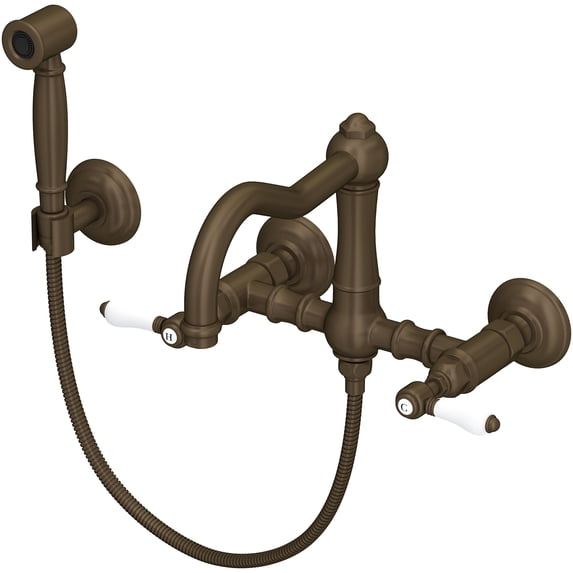 Rohl A1456lpws-2 Acqui 1.5 GPM Wall Mounted Widespread Bridge Kitchen Faucet - Tuscan