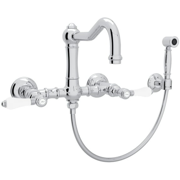 Rohl A1456lpws-2 Acqui 1.5 GPM Wall Mounted Widespread Bridge Kitchen Faucet - Chrome