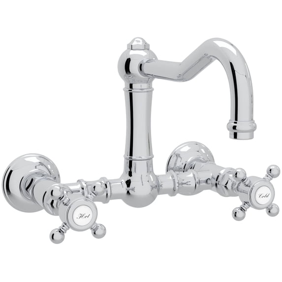 Rohl A1456xm-2 Acqui 1.5 GPM Wall Mounted Widespread Bridge Kitchen Faucet - Chrome
