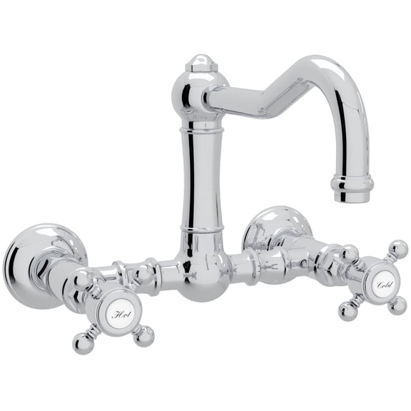 Open Box Rohl A1456xm-2 Acqui 1.5 GPM Wall Mounted Widespread Bridge Kitchen Faucet - Chrome