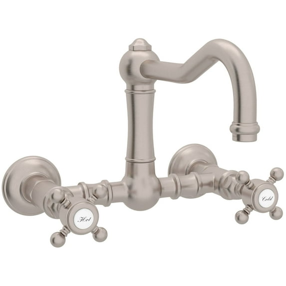 Rohl A1456xm-2 Acqui 1.5 GPM Wall Mounted Widespread Bridge Kitchen Faucet - Nickel