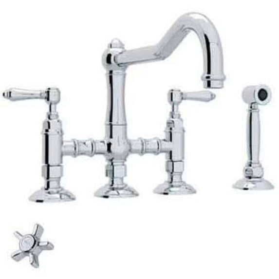 Rohl A1458 Country Kitchen 3-Leg Bridge Faucet and Side Spray, Available in Various Colors