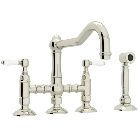 Rohl A1458lpws-2 Acqui 1.5 GPM Widespread Bridge Kitchen Faucet - Nickel