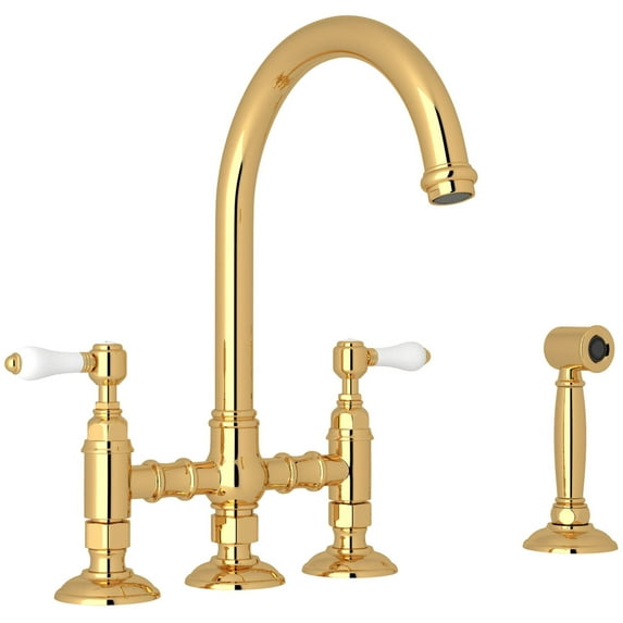 Rohl A1461lpws-2 San Julio 1.5 GPM Widespread Bridge Kitchen Faucet - Brass